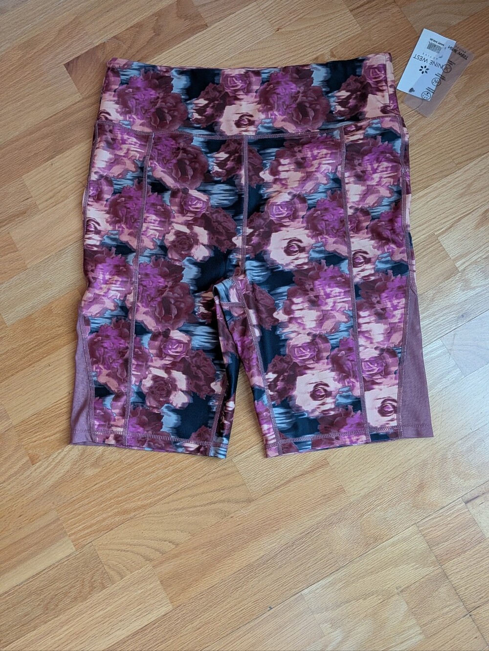 NEW Nine West Floral Bike Shorts in Pink and Black Size XL